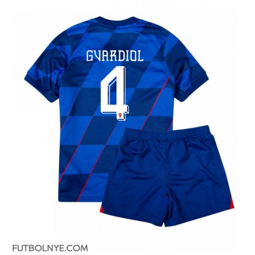 Camiseta Croacia Josko Gvardiol #4 Visitante Equipación para niños Eurocopa 2024 manga corta (+ pantalones cortos)